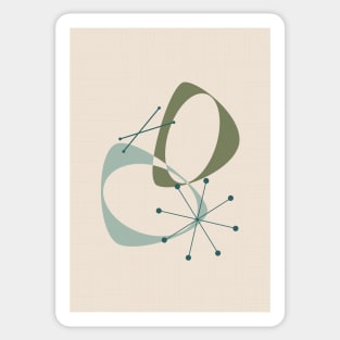 Mid Century Modern Abstract in Green and Neutral Tones Sticker
